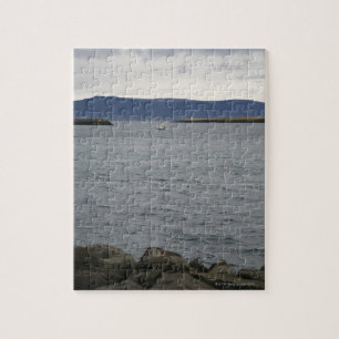 Puzzle Barco de pesca que sale del puerto, Reykjavik,