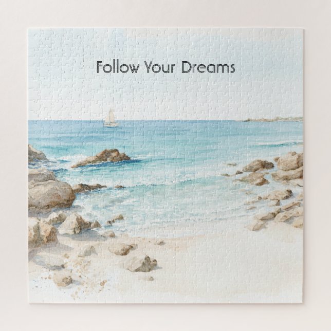 Puzzle Barco de Playa Vista al Mar  (Vertical)