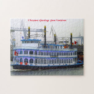 Puzzle Barco de remo de Louisiana. Felicitaciones de Navi