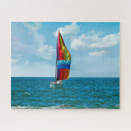 Puzzle Barco de vela con spinnaker arco iris