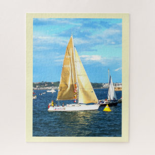 Puzzle Barco de vela con velas doradas en Jersey
