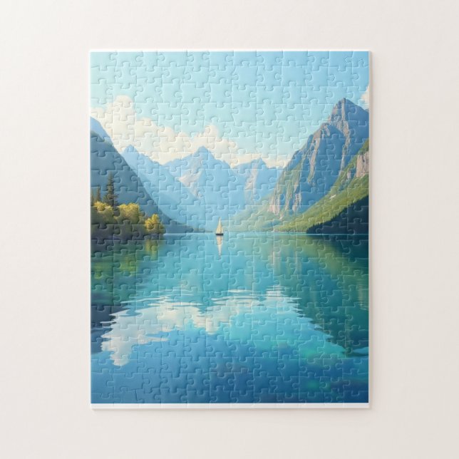 Puzzle Barco de vela en un lago despejado (Vertical)