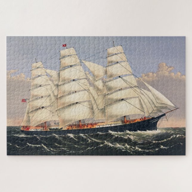 Puzzle Barco de Vela Náutico Antiguo Currier & Ives (Horizontal)