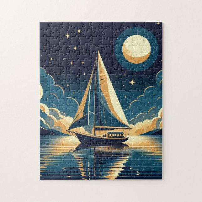 Puzzle Barco de vela por la noche (Vertical)