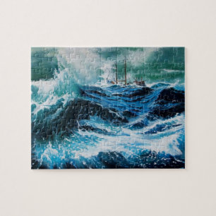 Puzzle Barco en el mar en tormenta