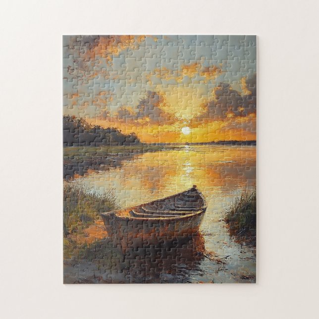 Puzzle Barco en la pintura de la costa (Vertical)