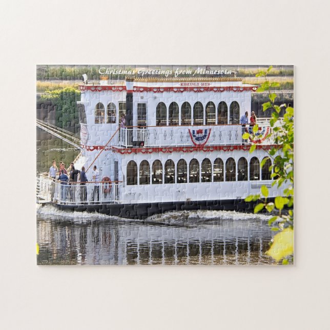 Puzzle Barco fluvial Minnesota. Saludos de Navidad (Horizontal)