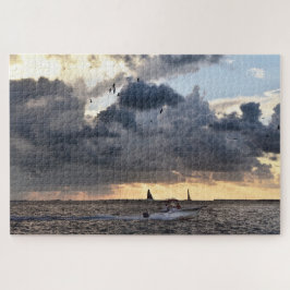 Puzzle Barco pesquero clave occidental al atardecer