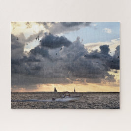 Puzzle Barco pesquero clave occidental al atardecer