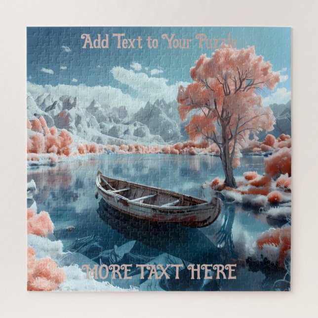 Puzzle Barco pesquero tranquilo en el lago Volcán Fuji (Vertical)