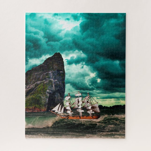 Puzzle Barco pirata en los mares turbulentos (Vertical)