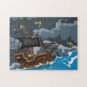 Puzzle Barco pirata en tormenta