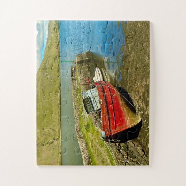 Puzzle Barco Rojo en Bajamar (Vertical)