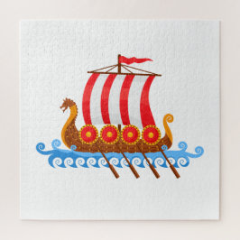 Puzzle Barco viking Personalizado con escudos Ilustracion
