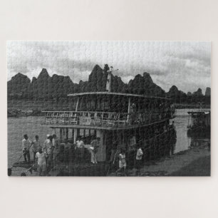 Puzzle Barco vintage en el río de Guilin, China