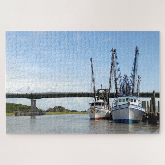 Puzzle Barcos Camaroneros Amarrados (Horizontal)