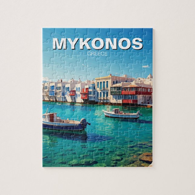 Puzzle Barcos de las islas griegas Mykonos (Vertical)