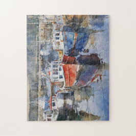Puzzle Barcos de pesca de acuarela