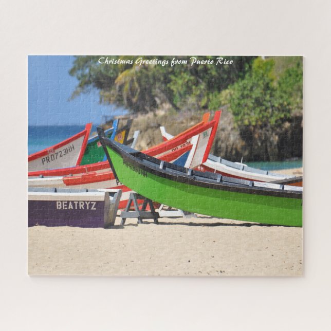 Puzzle Barcos de Pesca Puerto Rico.Navidad Feliz (Horizontal)