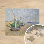 Puzzle Barcos de pesca | Vincent Van Gogh<br><div class="desc">Barcos pesqueros en la playa de Saintes-Maries (1888) del artista holandés post-impresionista Vincent Van Gogh. El arte original es un óleo sobre una pintura marina de lona que representa varios barcos de pesca en la orilla del océano. Utilice las herramientas de diseño para agregar texto personalizado o personalizar la imagen....</div>