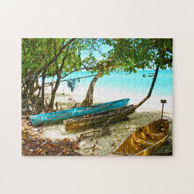 Puzzle Barcos de playa de Jamaica. (Horizontal)