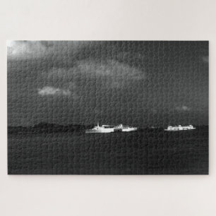 Puzzle Barcos de viajeros en la bahía de Hong Kong en la
