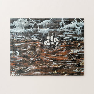 Puzzle Barcos en una tormenta Pintura de Alfred Fox