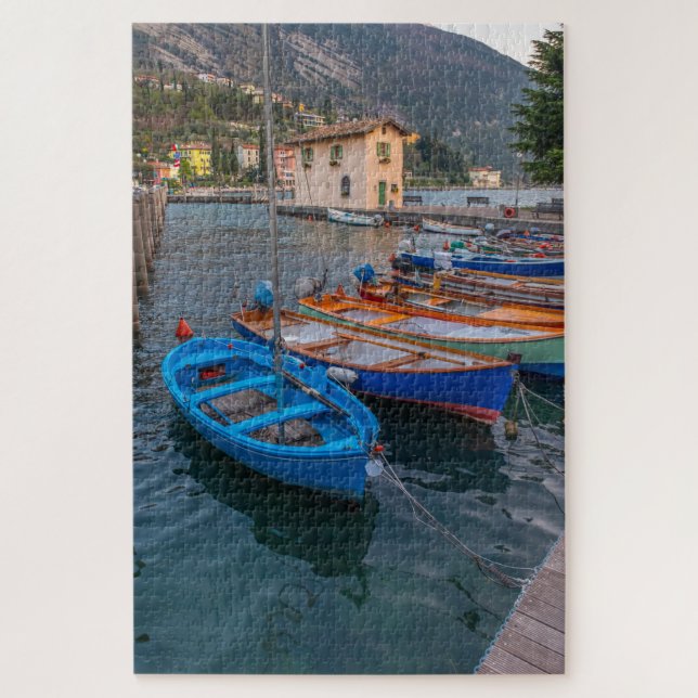 Puzzle Barcos pesqueros en el lago Riva del Garda Italia (Vertical)