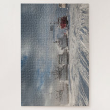 barcos pesqueros en la nieve