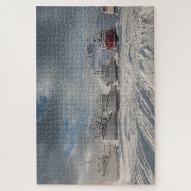 Puzzle barcos pesqueros en la nieve (Vertical)