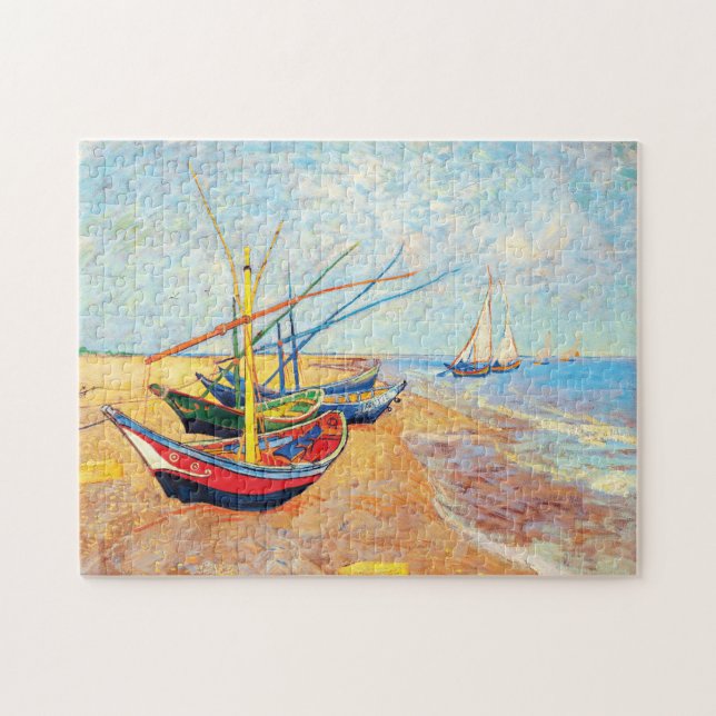 Puzzle Barcos pesqueros en la playa de Saintes-Maries (Horizontal)