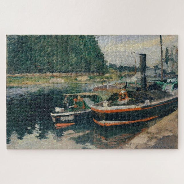 Puzzle Barges de Pontoise (1876), por Camille Pissarro (Horizontal)