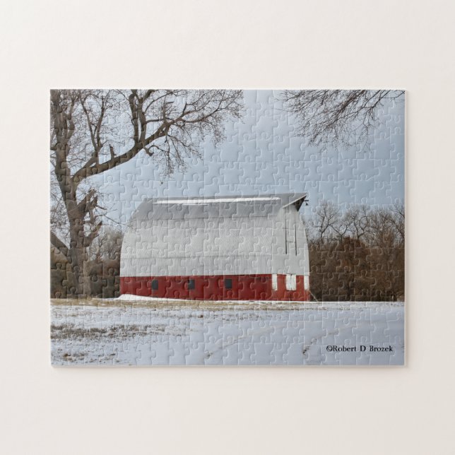 Puzzle Barn Rojo y Nieve de Kansas (Horizontal)