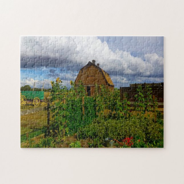 Puzzle Barn Wyoming, de estilo antiguo. (Horizontal)