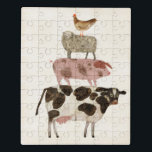 Puzzle Barnyard Buds: vaca, cerdo, oveja y gallina<br><div class="desc">Barnyard Buds IV por Victoria Borges. Presenta una divertida imagen de una vaca,  un cerdo,  una oveja y una gallina apilada uno encima del otro.</div>