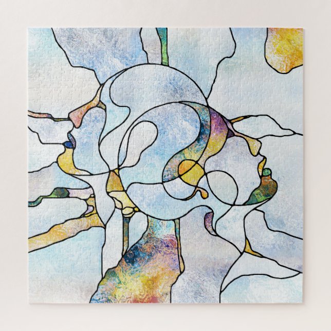 Puzzle Barriadas arcoiris, unidad de vidrio manchado (Vertical)