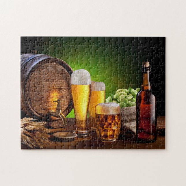 Puzzle Barril de cerveza con lentes de cerveza sobre una  (Horizontal)