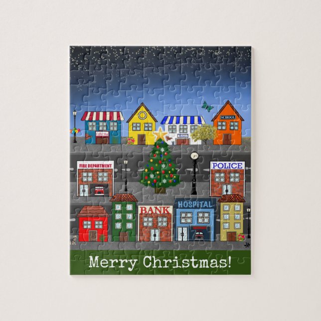 Puzzle Barrio de Small Town | Feliz Navidad (Vertical)