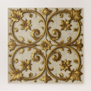 Puzzle Barroco Dorado Ornamentado Filigrana