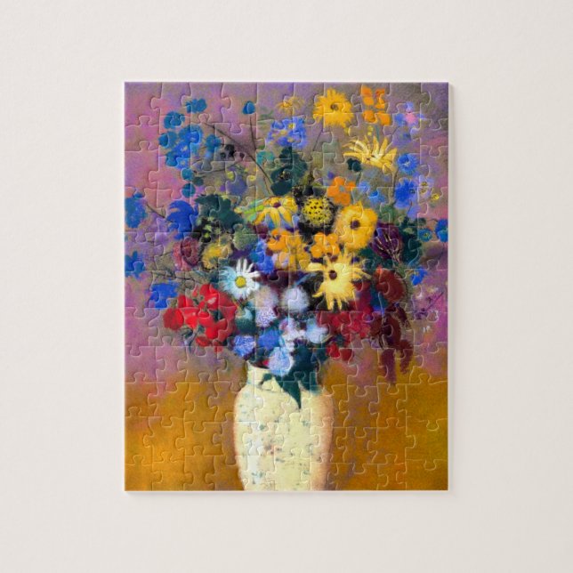 Puzzle Base blanca con flores Odilon Redon (Vertical)