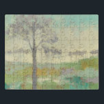 Puzzle Base de árbol<br><div class="desc">Base de árbol II de Jennifer Goldberger. Presenta árboles de colores apagados en un fondo verde.</div>