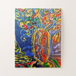 Puzzle Base de color acuático de color Peter Max con flo