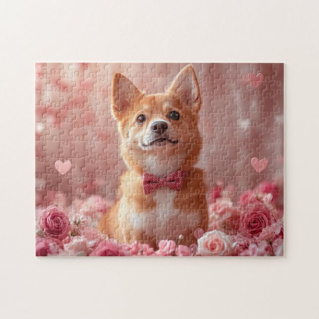 Puzzle Basenji con Rosas - El día de San Valentín (Horizontal)