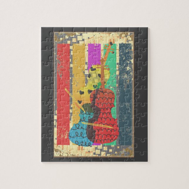 Puzzle Bass Doble Y Notas De Música (Vertical)