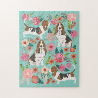 Puzzle Basset Hound Dog Vintage Florals