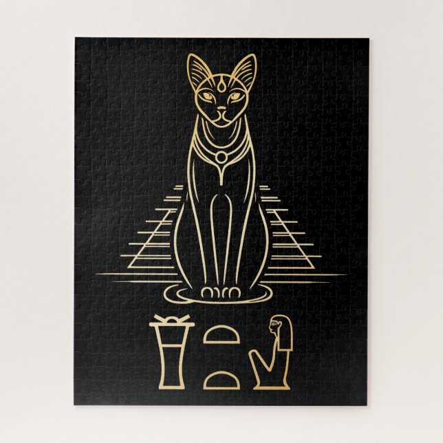 Puzzle Bastet con nombre en jeroglíficos y pirámide de Eg (Vertical)