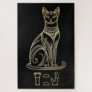 Puzzle Bastet, Diosa Gata Egipcia. Nombre en jeroglíficos