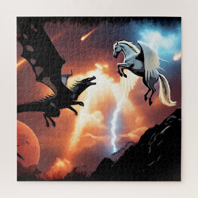 Puzzle Batalla en el espacio exterior - Dragón y Pegasus (Vertical)