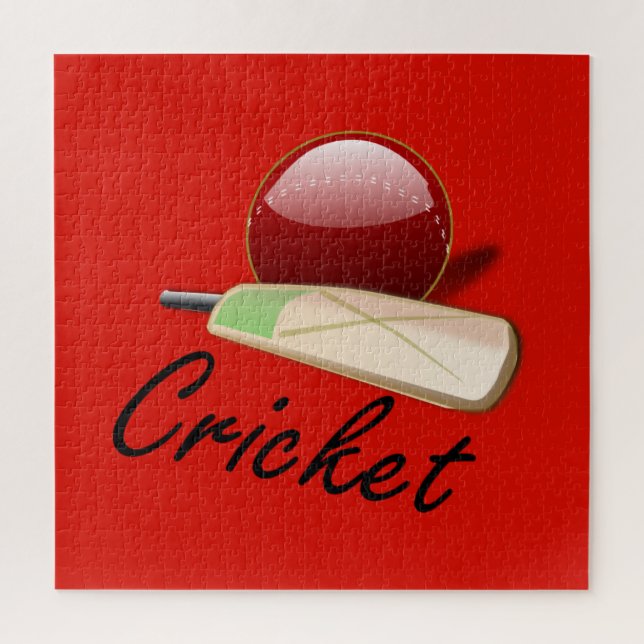 Puzzle Bate y bola de cricket, etiquetados, (Vertical)