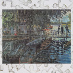 Puzzle Bathers of La Grenouillère de Claude Monet<br><div class="desc">Los baños de La Grenouillère (1869) de Claude Monet son un bonito cuadro de arte impresionista de época que presenta un popular establecimiento para pasear en bote y bañarse con un café flotante, en el río Sena, cerca de Bougival, al oeste de París. En el verano de 1869, Monet vivía...</div>